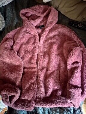 Cozy Plush Hooded Jacket in Dusty Rose